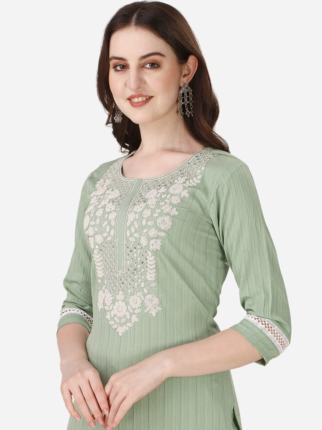 HERE&NOW Ethnic Motifs Yoke Design Kurta with Trousers | Grocsy