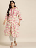 Sztori Plus Size Cotton Floral Print Gotta Patti Kurta | Grocsy