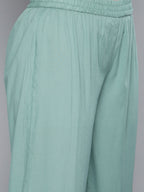 HERE&NOW Women Ethnic Motifs Embroidered Mirror Work Pure Cotton Kurta With Trousers | Grocsy