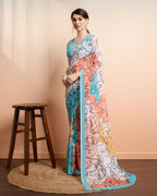 Multi Georgette Designer Printed Party Wear Saree - Cinderella | Grocsy