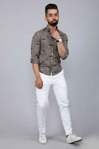 Miravan Men's Grey Floral Print Casual Shirt | Grocsy