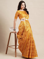 Saree Mall Yellow Floral Printed Bhagalpuri Saree | Grocsy