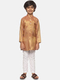 Sethukrishna Boys Gold-Toned & Red Printed Kurta with Pyjamas | Grocsy
