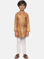 Sethukrishna Boys Gold-Toned & Red Printed Kurta with Pyjamas | Grocsy