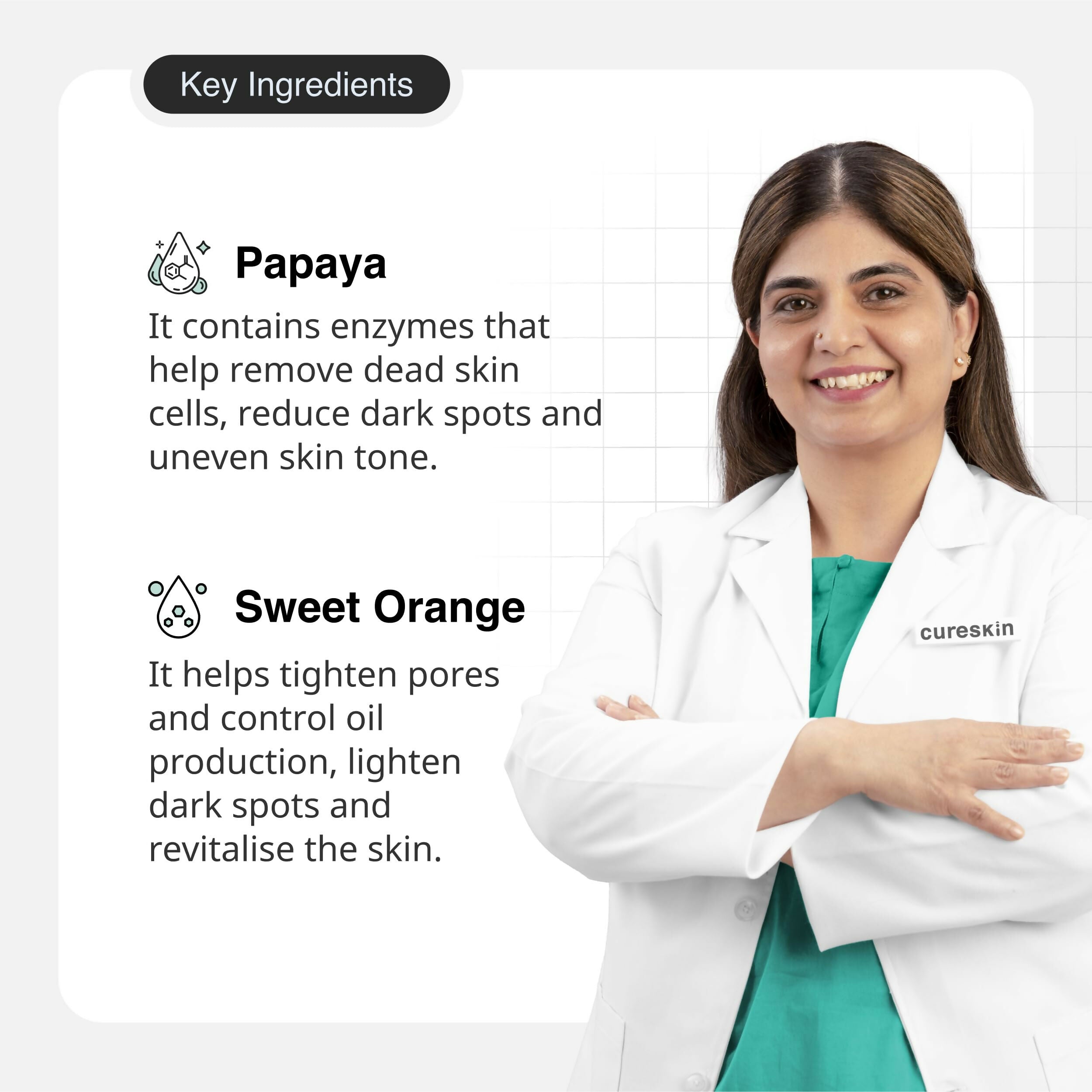 Cureskin Under Arm Brightening Cream Mask with Papaya & Sweet Orange | Grocsy