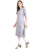 Vamika Grey French Crepe Printed Party Wear/Casual Wear Kurti | Grocsy
