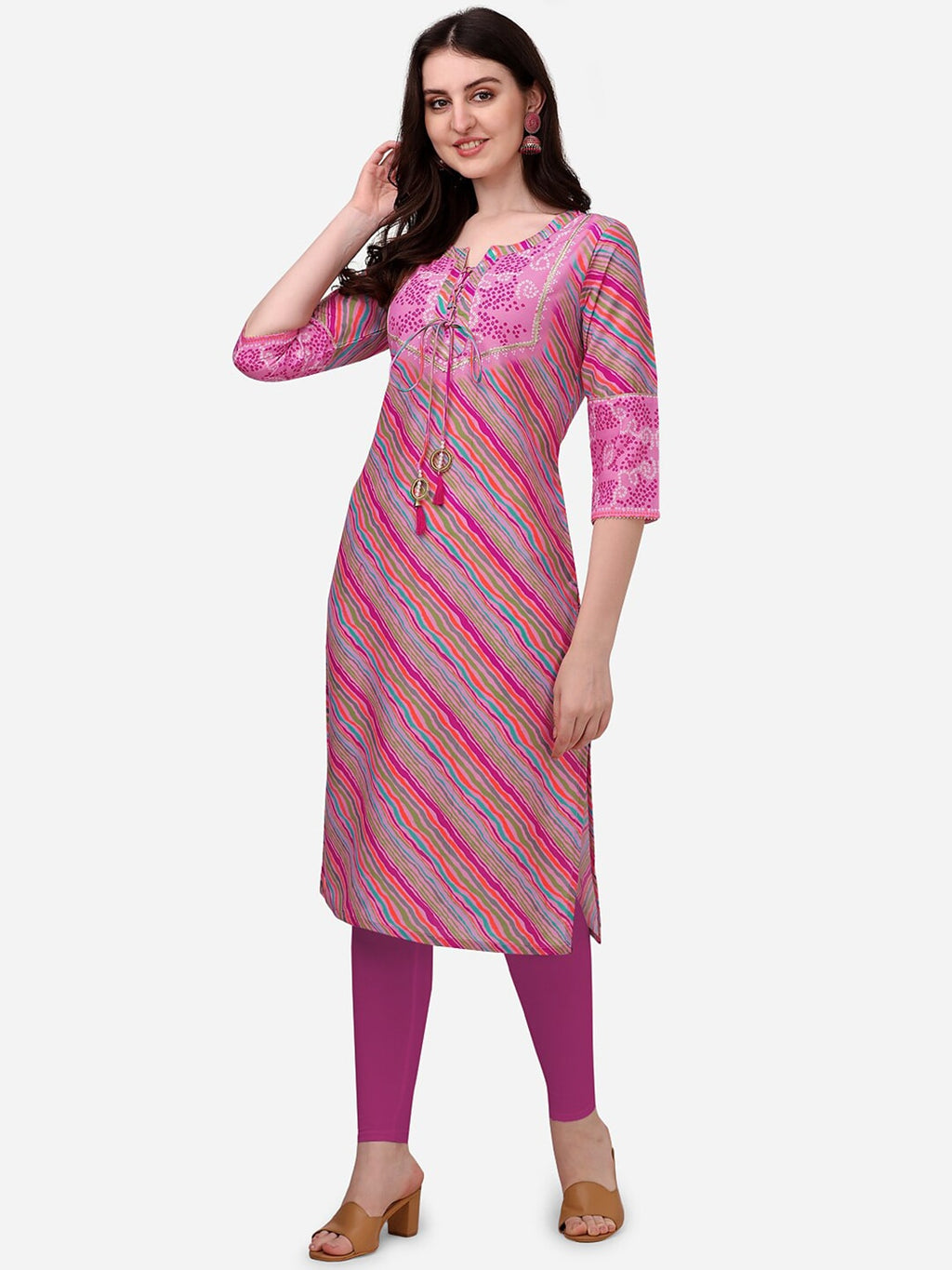 HERE&NOW Striped Gotta Patti Silk Kurta | Grocsy