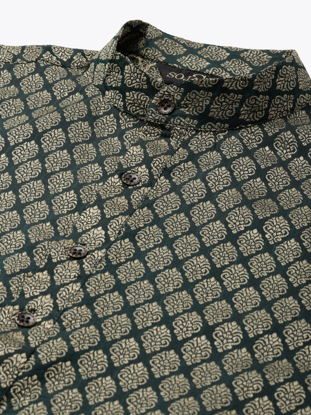 Sojanya Men Green Ethnic Motifs Kurta with Pyjama & Nehru Jacket | Grocsy