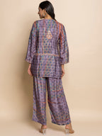HOUSE OF KARI Floral Embroidered Regular Chikankari Straight Kurta with Palazzos | Grocsy