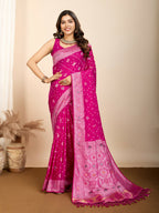 Pink Soft Silk Woven Meenakari Designer Saree - Vedanti | Grocsy