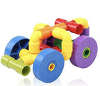Kipa 150 Pieces Pipe Puzzle with Storage Container, Educational & Intellectual Playing Model Construction Blocks with Rolling Wheelbase | Grocsy