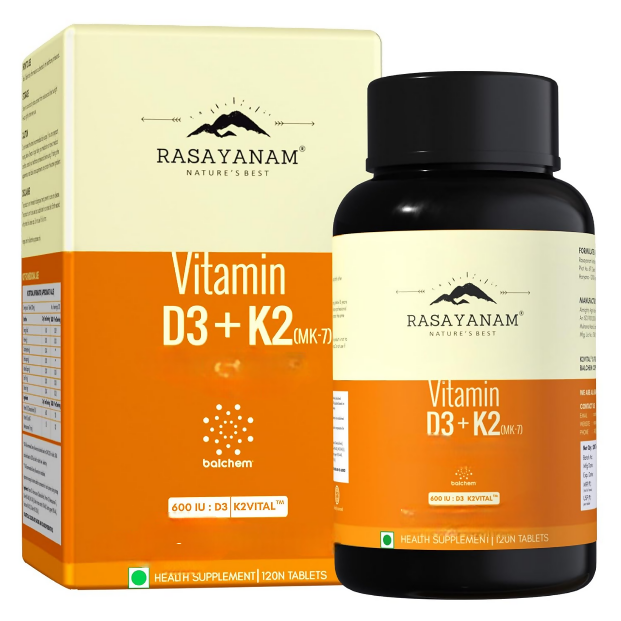Rasayanam Vitamin D3 K2(MK-7) Tablets | Grocsy