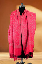 Weaving Mystery Handloom Pashmina Shawl-Kaani Zari - Pink | Grocsy
