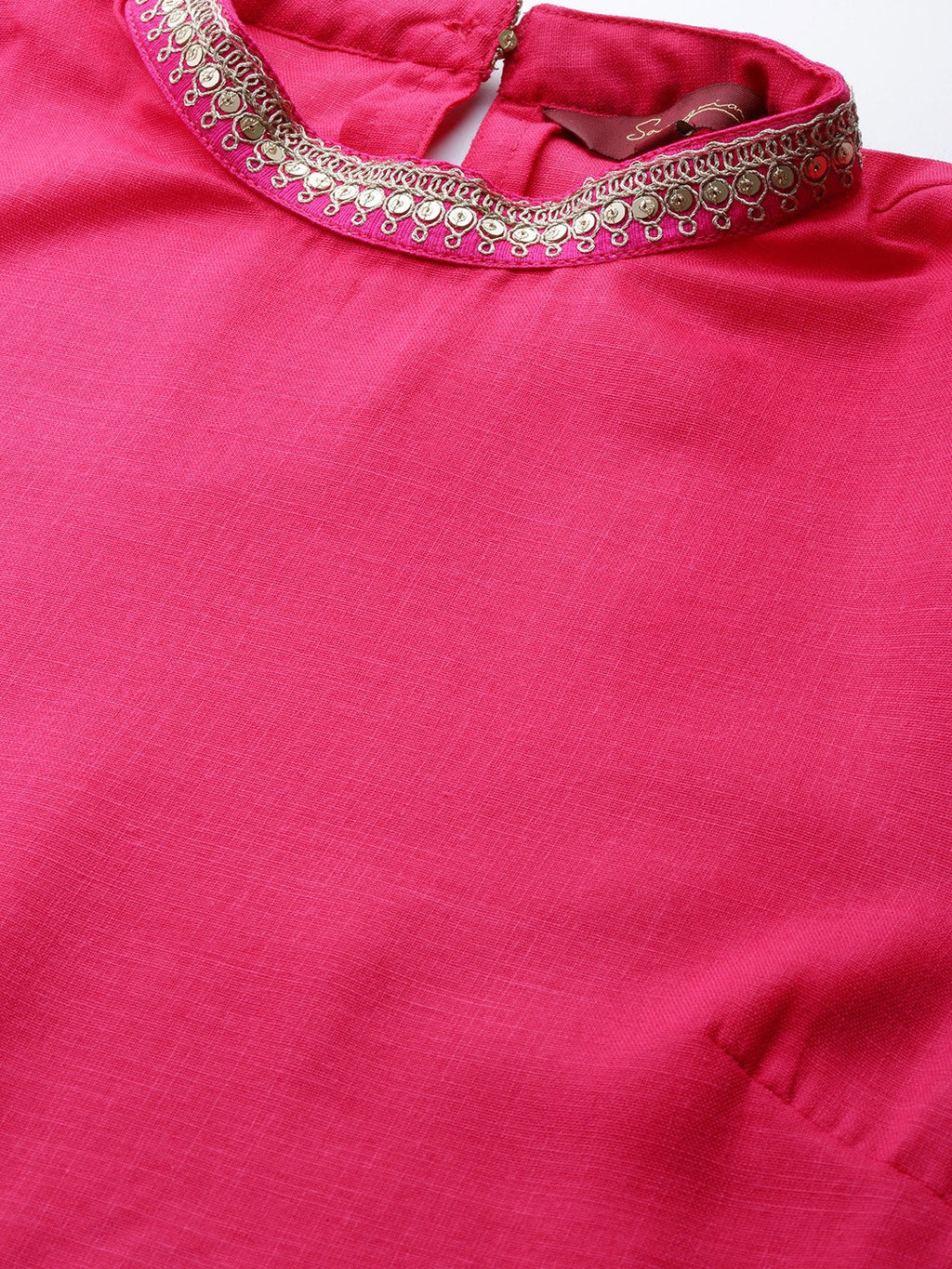 Sangria Women Pink & Orange Solid Thread Work Kurta with Palazzos | Grocsy