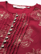 All About You Floral Print Pleated Kurta with Palazzos | Grocsy