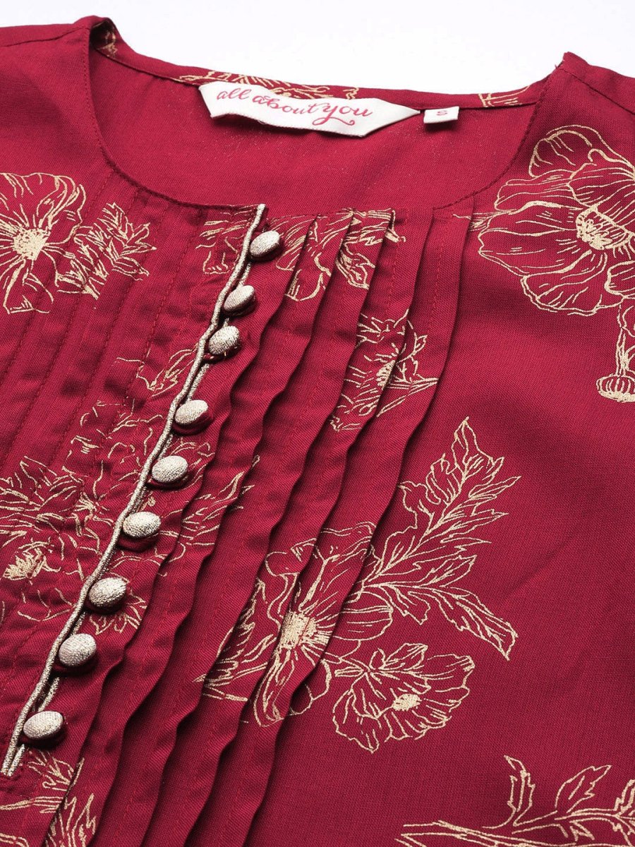 All About You Floral Print Pleated Kurta with Palazzos | Grocsy