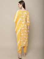 Sangria Women Floral Printed Pure Cotton Kurta with Trousers & With Dupatta | Grocsy
