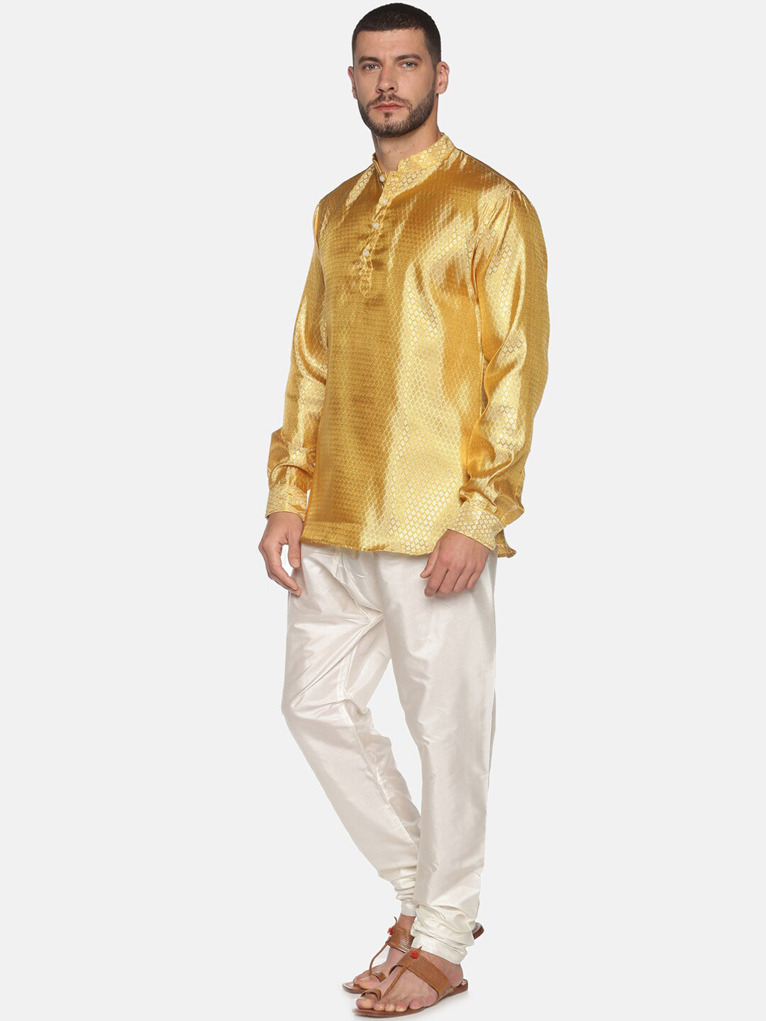 Sethukrishna Gold-Toned Mens Kurta with Pyjamas | Grocsy