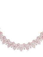 Saraf RS Jewellery Rose Gold-Polished & White AD & CZ-Studded Contemporary Jewellery Set | Grocsy
