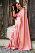 DEIANA'S Beautiful Designer Golden zari Soft Lichi Silk Saree - Light Pink | Grocsy