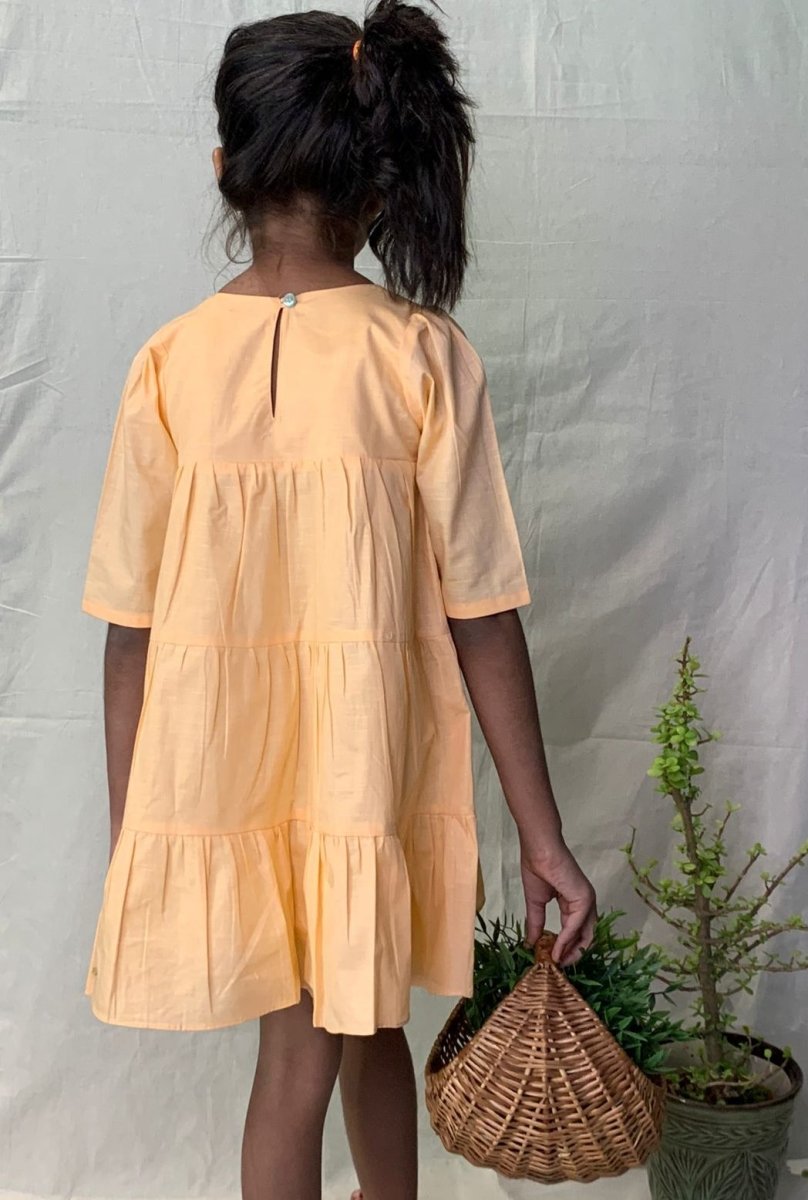 ArthLife Peach Sheep Embroidered Dress | Grocsy