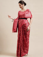 Saree Mall Red & White Ethnic Motifs Art Silk Saree | Grocsy