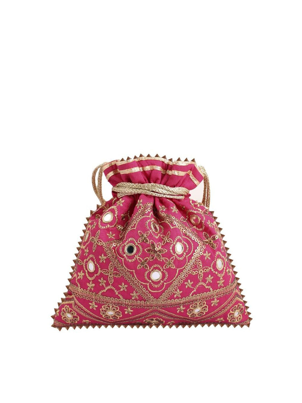 Masq Pink & Gold-Toned Embroidered Potli Clutch
