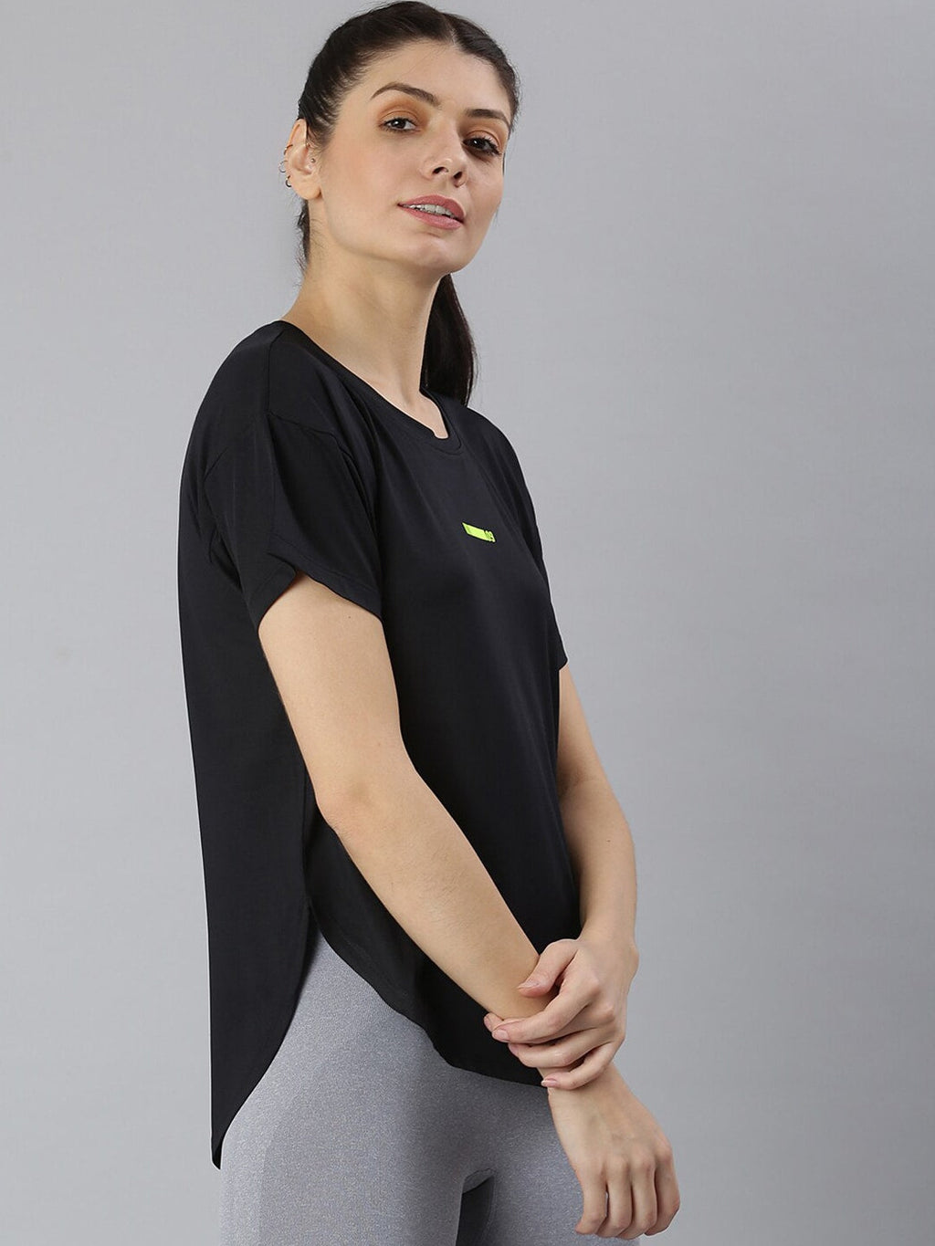 MKH Women Black Dri-FIT Sports T-shirt | Grocsy