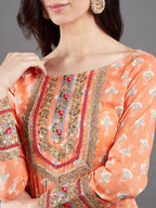 Aks Ethnic Motifs Printed Sequinned Pure Cotton A Line Kurta | Grocsy