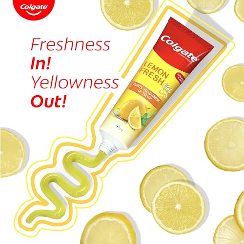 Colgate Lemon Fresh Gel Toothpaste, Fights Yellowness of Teeth, Freshens Breath 120gm/4.3 Oz (240g (120g x 2)) | Grocsy