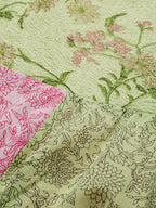 HERE&NOW Women Green & Pink Floral Printed Anarkali Cotton Kurta With Dupatta | Grocsy
