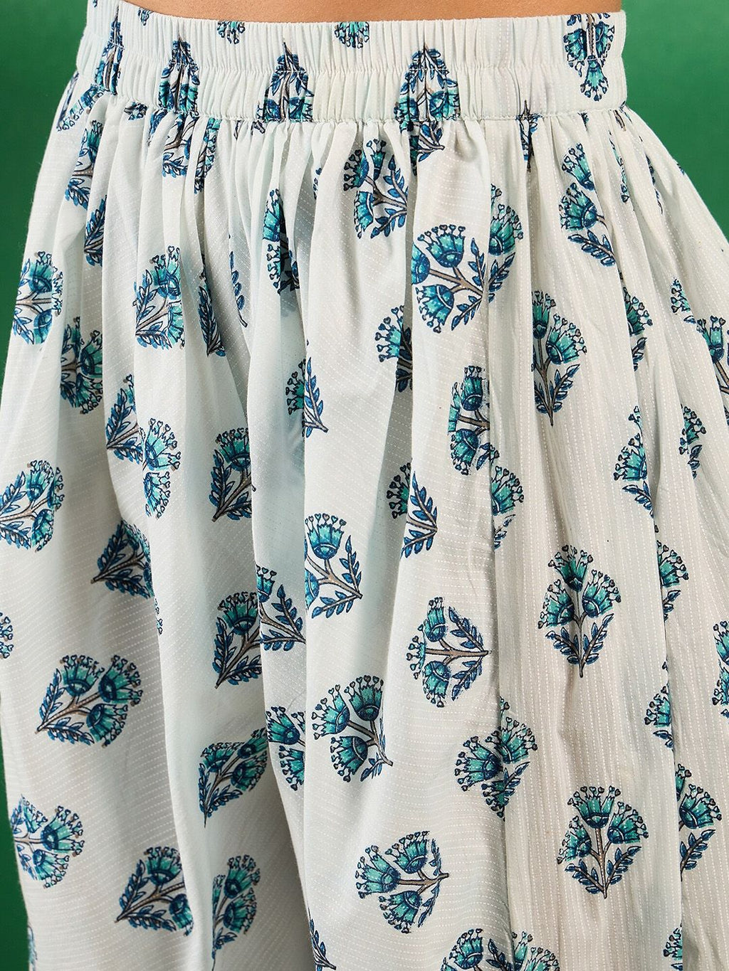 Sangria Floral Boota Printed Sleeveless A-Line Pure Cotton Kurta With Dhoti Pant | Grocsy