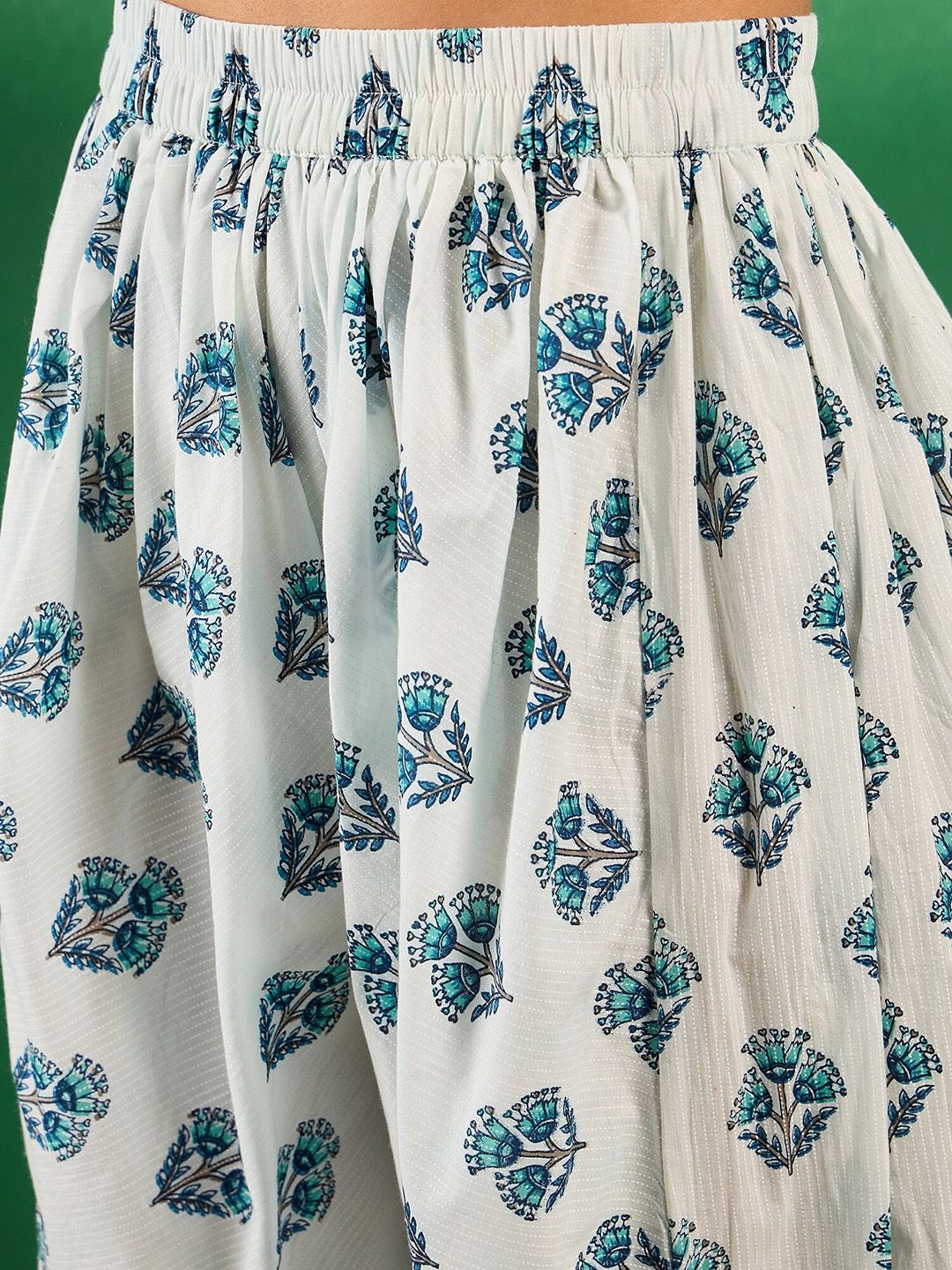 Sangria Floral Boota Printed Sleeveless A-Line Pure Cotton Kurta With Dhoti Pant | Grocsy