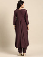 All About You Floral Embroidered Pleated Sequinned Kurta with Trousers | Grocsy