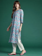 Indo Era Floral Printed Regular Pure Cotton Kurta with Trousers & Dupatta | Grocsy