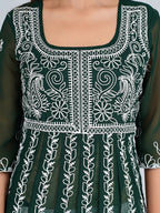 HERE&NOW Ethnic Motifs Embroidered Square Neck Georgette Anarkali Kurta | Grocsy