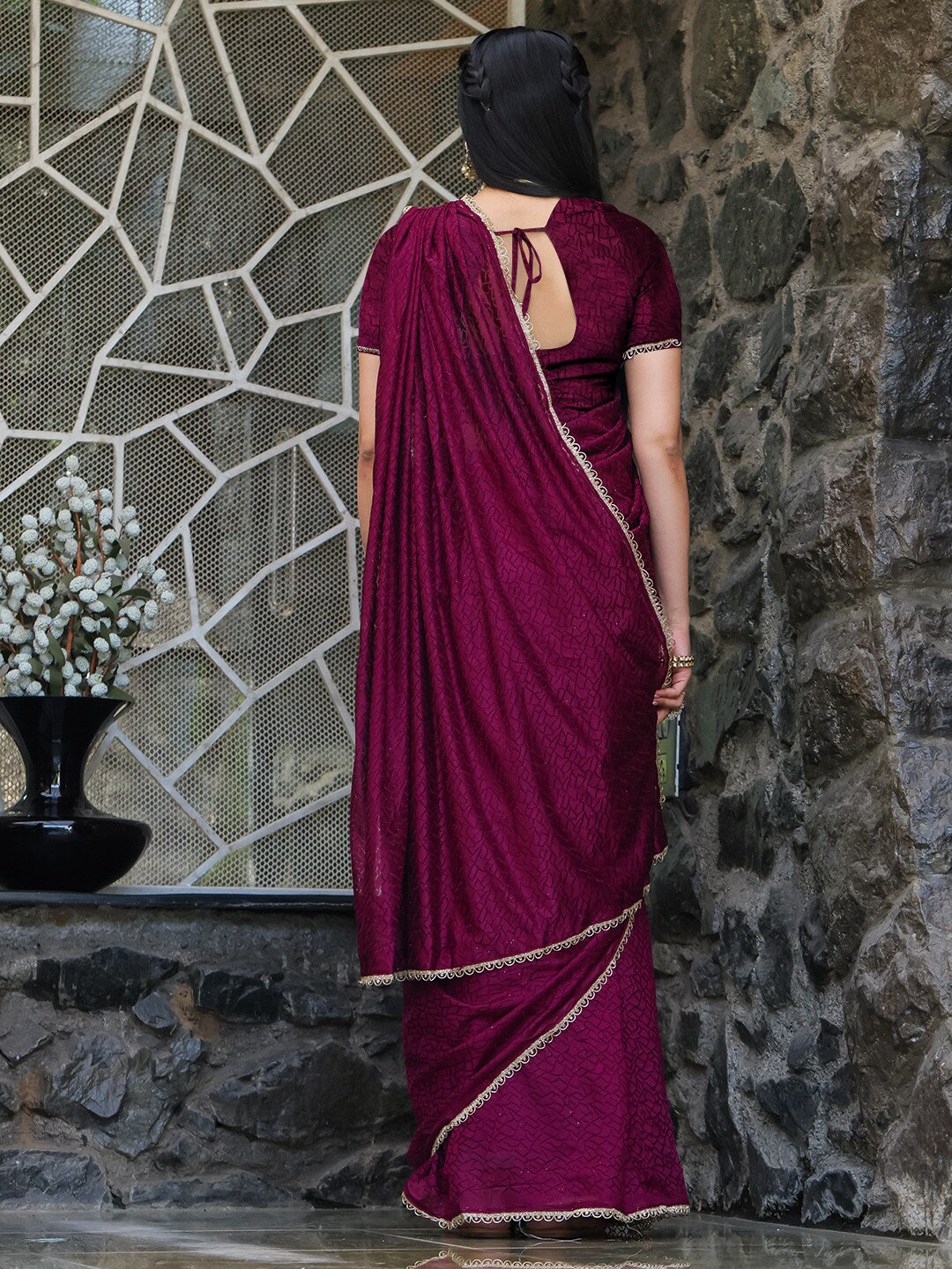 Tikhi Imli Abstract Printed Ready to Wear Saree | Grocsy