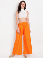 TAG 7 Women Orange & Navy Blue Set of 2 Flared Ethnic Palazzos | Grocsy
