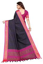 Vamika Weaving Navy Cotton Silk Saree | Grocsy