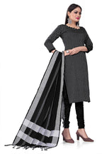 Black Cotton Jacquard Woven Unstitched Dress Material - Amara | Grocsy
