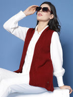 Women Winter Maroon Acrylic Cardigan - Wool Trees | Grocsy