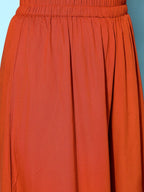 All About You Brick Red Printed Dipped Hem Veere Di Wedding A-Line Kurta with Palazzos | Grocsy