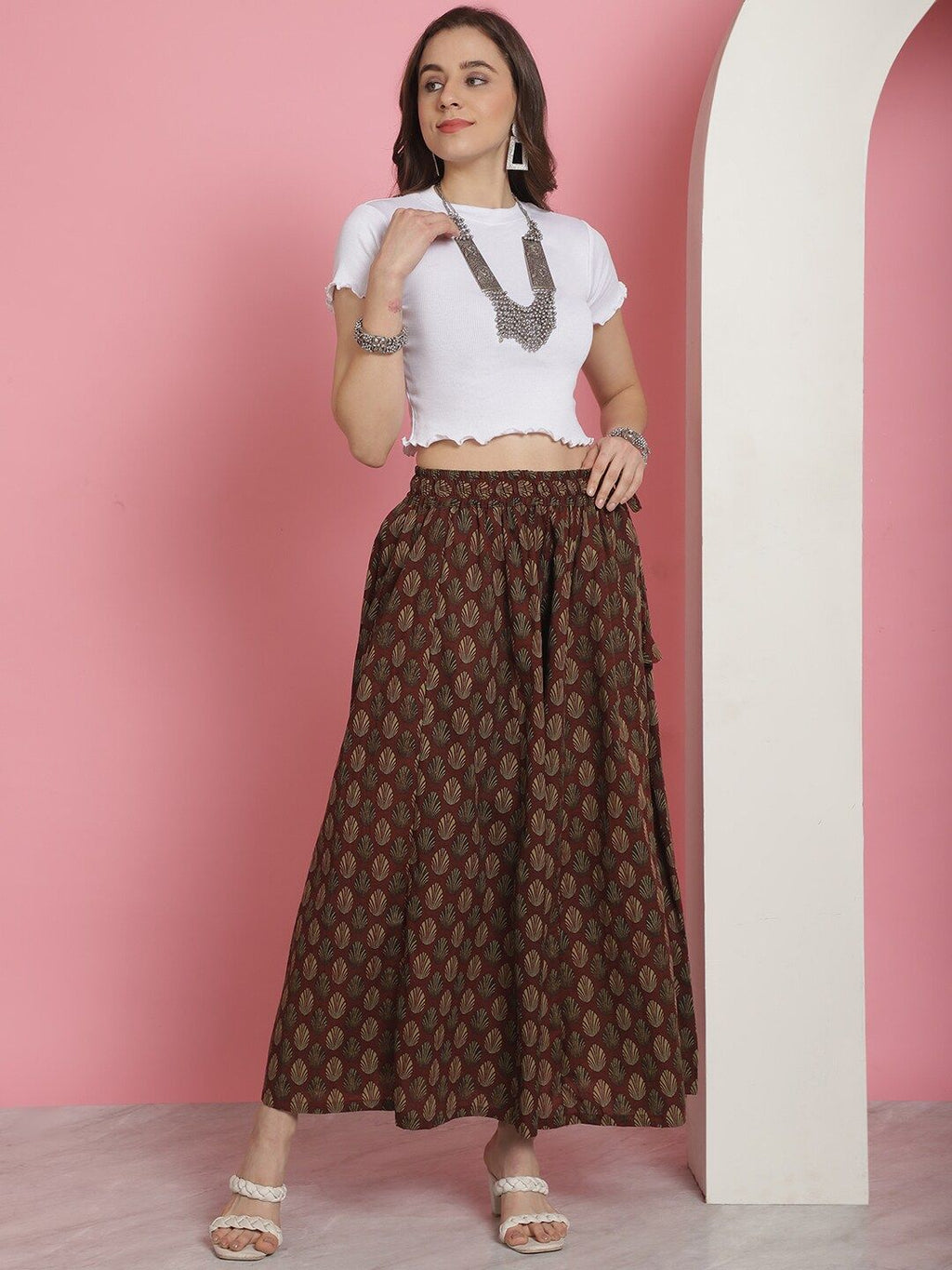 TAG 7 Floral Printed Flared Pure Cotton Ethnic Palazzos | Grocsy