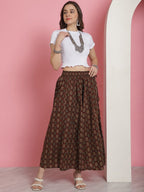 TAG 7 Floral Printed Flared Pure Cotton Ethnic Palazzos | Grocsy