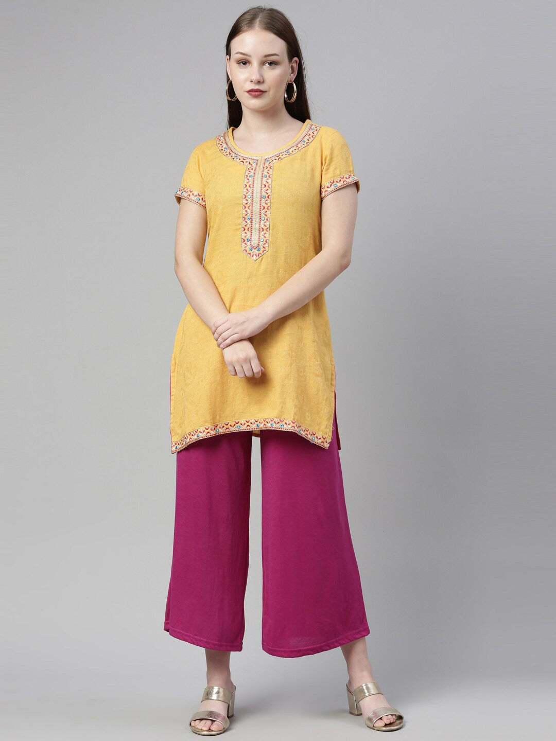 Souchii Purple Knitted Ethnic Palazzos | Grocsy