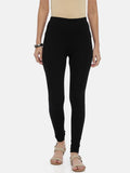 Souchii Black Solid Slim-Fit Churidar-Length Leggings | Grocsy