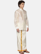 Sethukrishna Men Cream-Coloured Solid Dhoti | Grocsy
