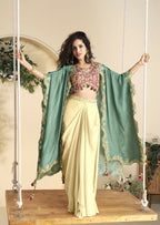 Anaita Maroon Chinon Readymade Shrug Suit with Embroidery Sequence Work | Grocsy