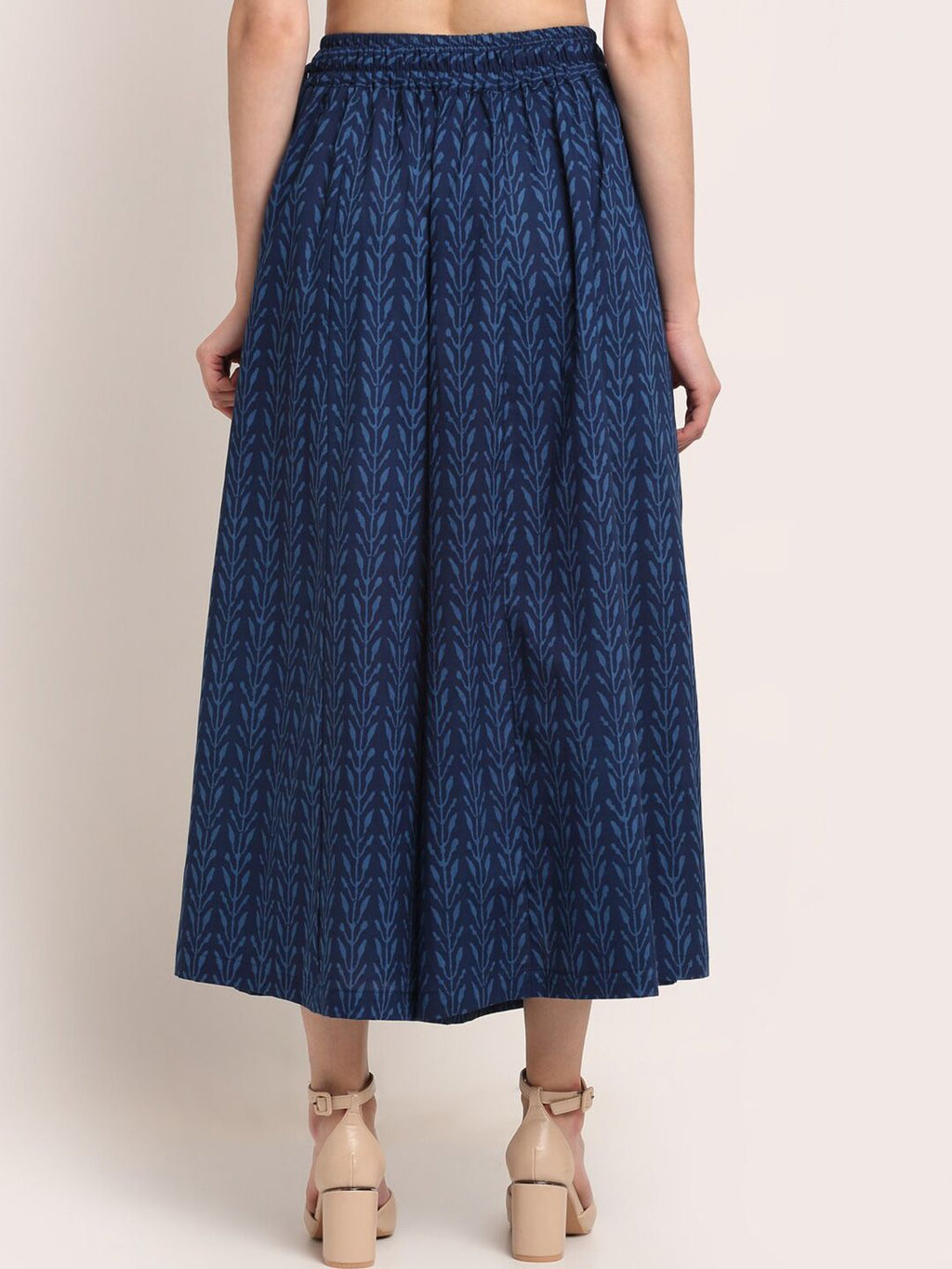 TAG 7 Women Navy Blue Ethnic Motifs Printed Flared Ethnic Palazzos | Grocsy