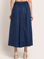 TAG 7 Women Navy Blue Ethnic Motifs Printed Flared Ethnic Palazzos | Grocsy